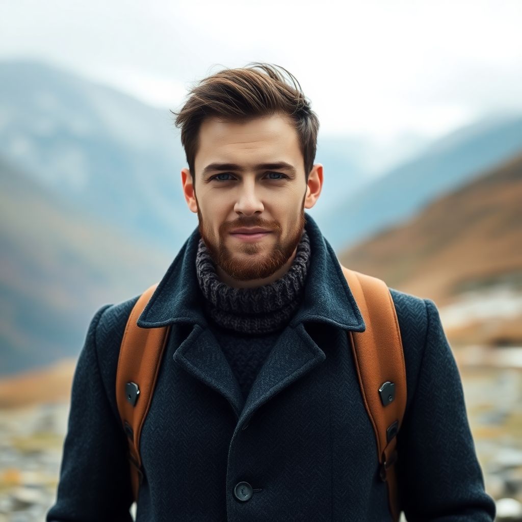 The Wanderer AI environmental portrait — cinematic outdoor